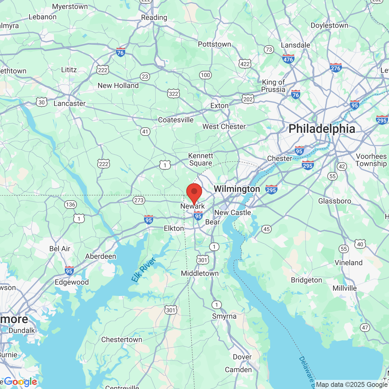 Google map image of our location in 314 E Main Street Newark, DE
