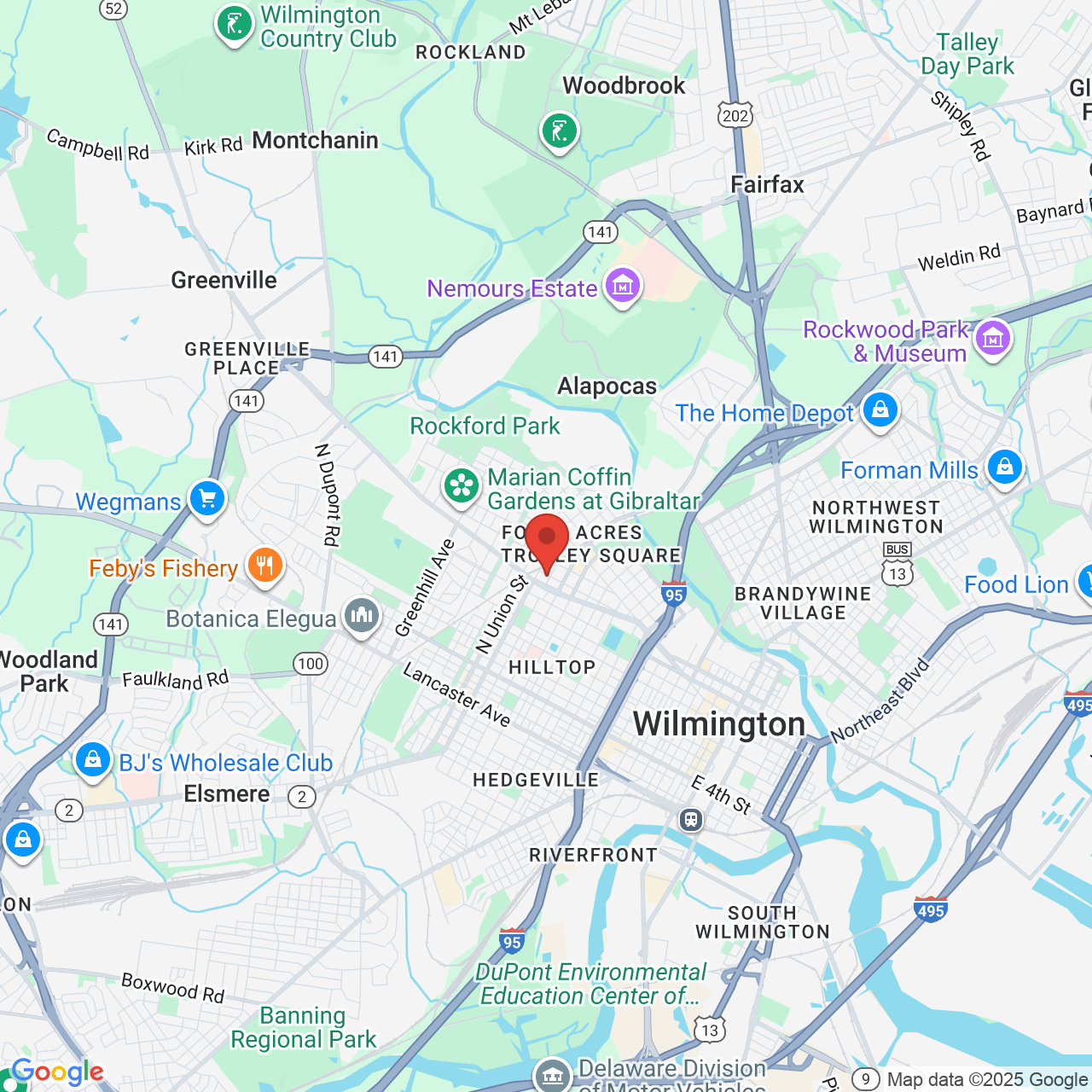 Google map image of our location in 1207 N Scott St Wilmington, DE